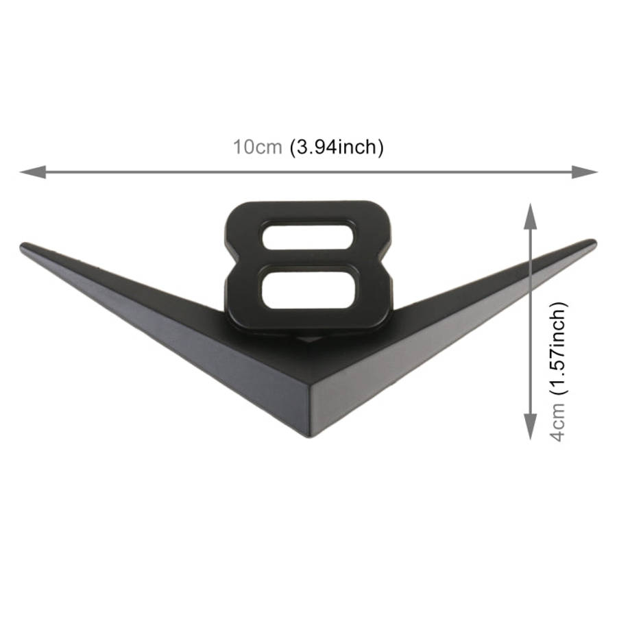 Car Number 8 Personalized Aluminum Alloy Decorative Stickers, Size:10x4x0.4cm (Black)