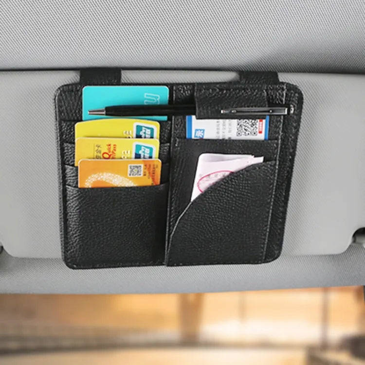 Car Multifunctional Sun Visor Card Holder Bill Storage Card Bag (Orange)