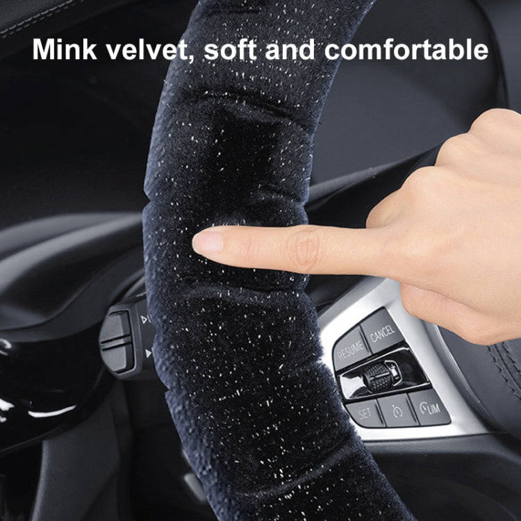 D Style Car Universal Self Heating Plush Warm Anti-skid Steering Wheel Cover, Diameter: 38cm (Beige)