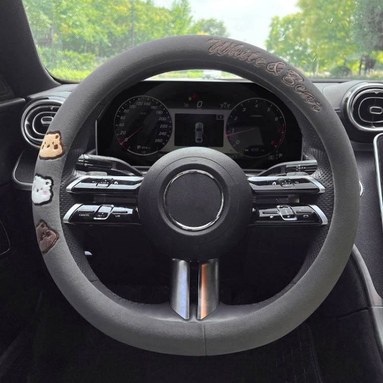 Round Style Car Universal Cartoon Pattern Plush Warm Anti-skid Steering Wheel Cover, Diameter: 38...