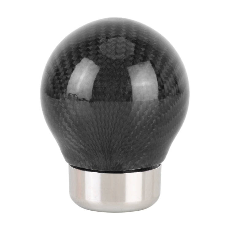 Car Carbon Fiber Pattern Gear Shift Knob Round Modified Gear Shift Head (Black)