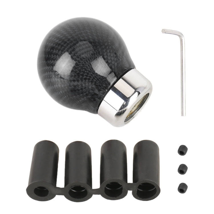 Car Carbon Fiber Pattern Gear Shift Knob Round Modified Gear Shift Head (Black)
