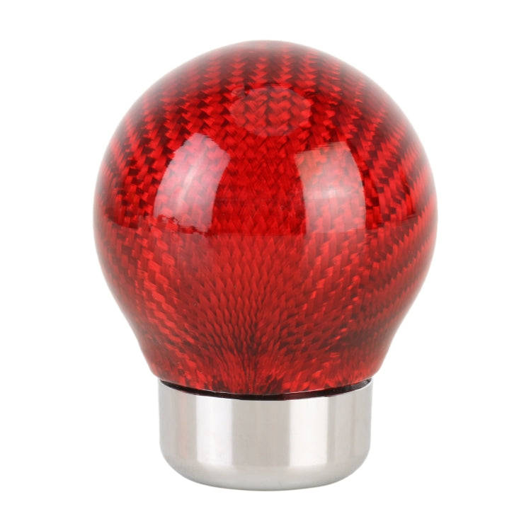 Car Carbon Fiber Pattern Gear Shift Knob Round Modified Gear Shift Head (Red)