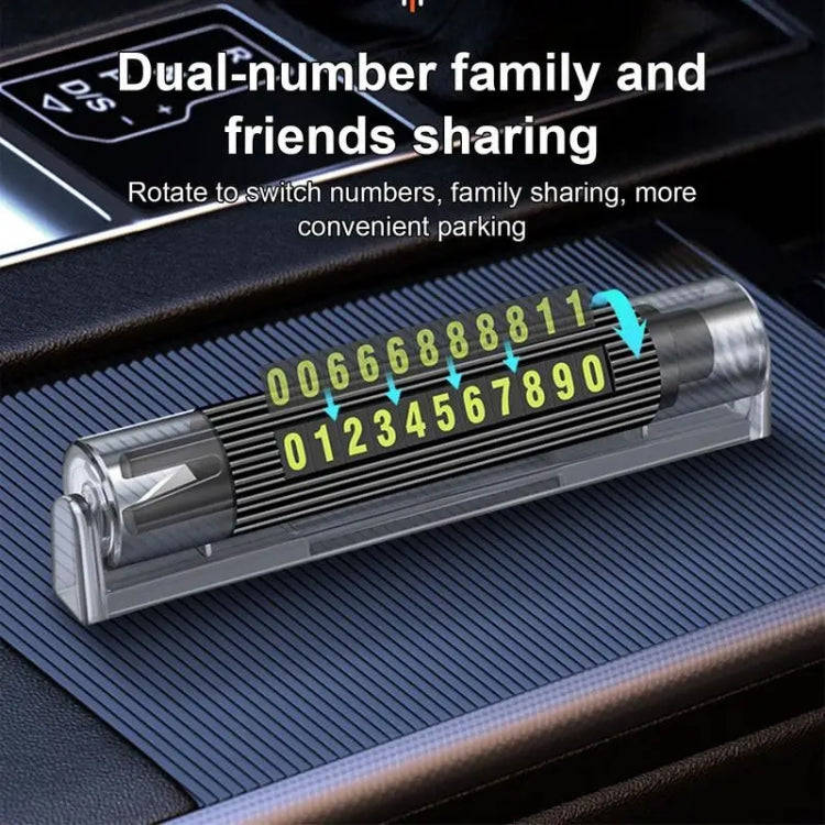 Car Multi-functional Emergency Safety Hammer Temporary Parking Dual Number Plate (Red)