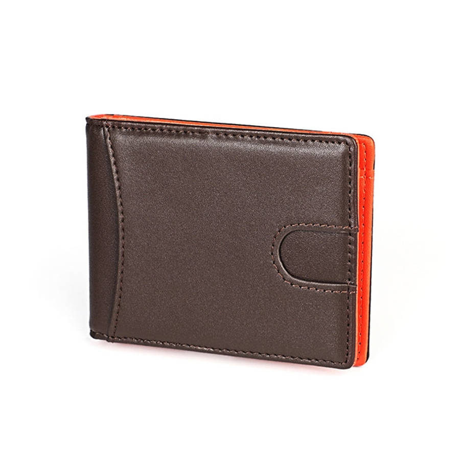 9606 Cowhide Leather Anti-magnetic RFID Multiple Card Slots Wallet for Men, with Zipper Bag(Coffee)