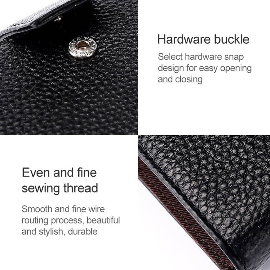 KB188 Horizontal Cowhide Leather Organ Shape Multiple Card Slots Anti-magnetic RFID Wallet for La...
