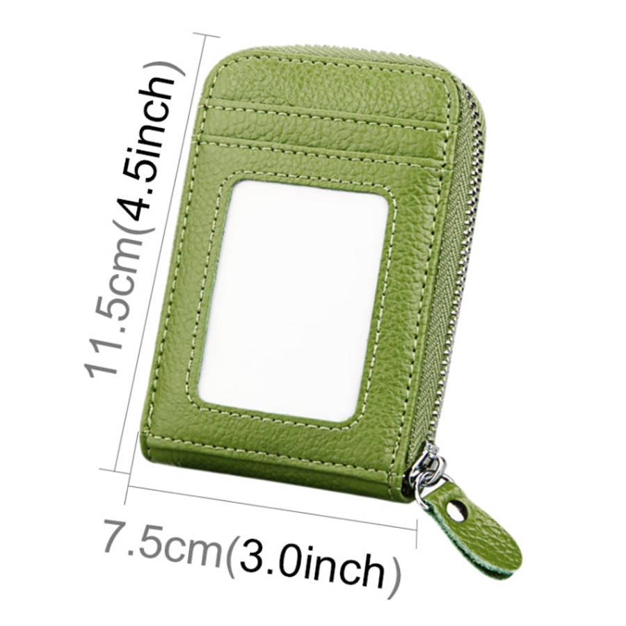 Genuine Cowhide Leather Solid Color Zipper Vertical Card Holder Wallet RFID Blocking Card Bag Pro...