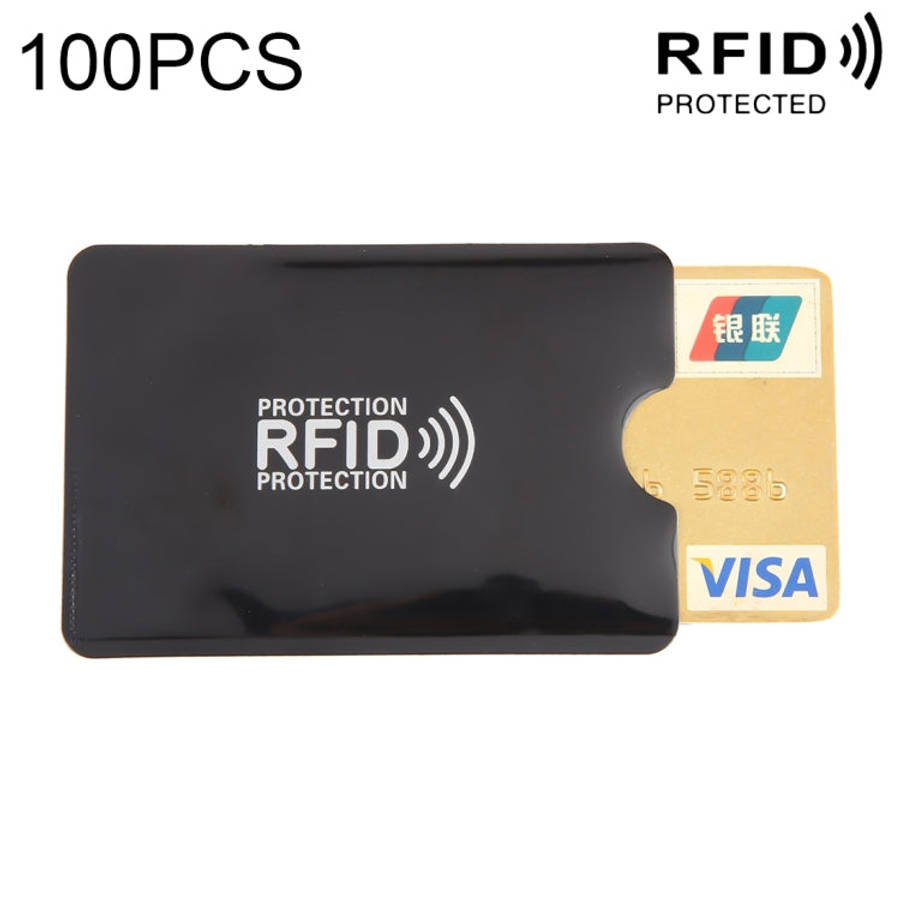 100pcs Aluminum Foil RFID Blocking Credit Card ID Bank Card Case, Size: 9 x 6.3cm (Black)