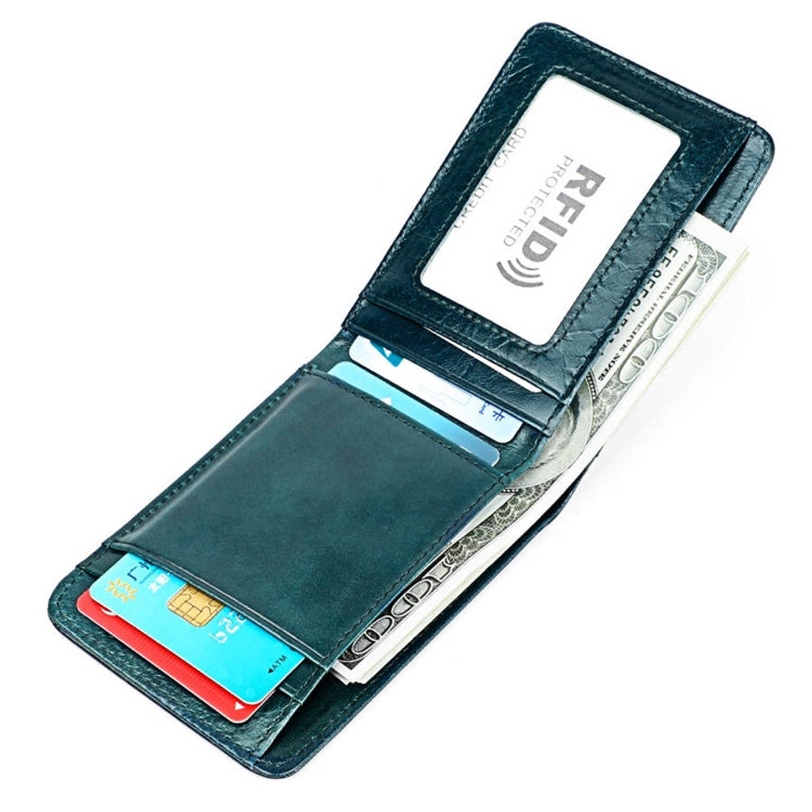 KB186 Antimagnetic RFID Mini Crazy Horse Texture Leather Billfold Card Wallet for Men and Women(B...