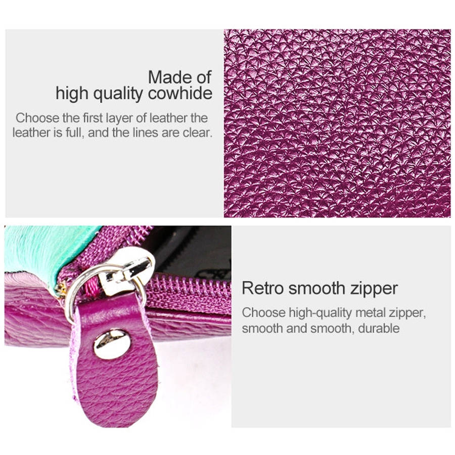 3572 Litchi Texture Leather Zipper Lady Wallet Large-capacity Purse(Dark Green)