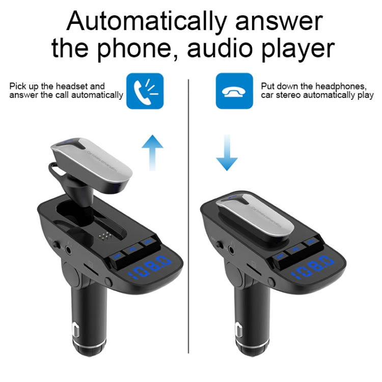 ER9 2 in 1 Hands-Free Calling Car Kit Wireless Bluetooth Headset Dual USB Charger FM Transmitter ...