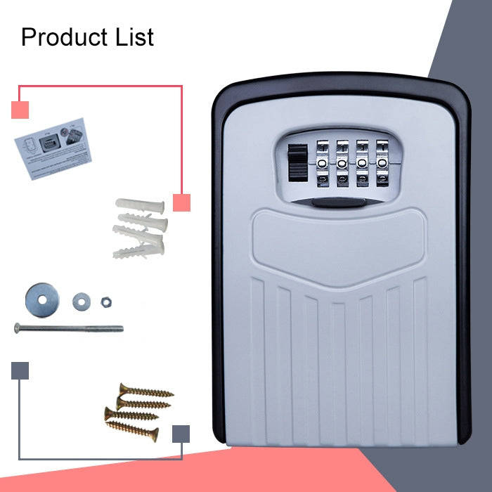 Large Password Lock Metal Storage Box Villa Security Box Wall Cabinet Safety Box(Grey)