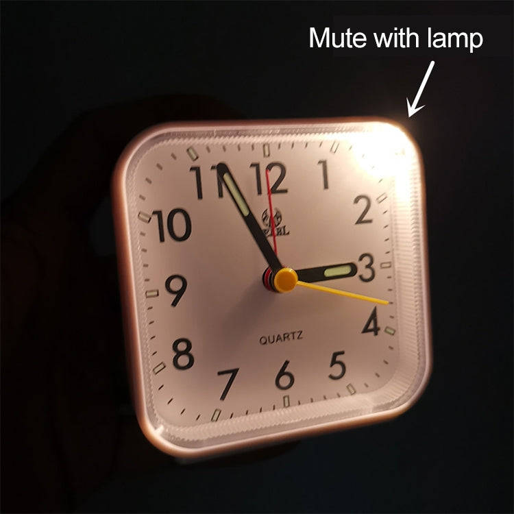 Square Mute Alarm Clock Mini Bedside Office Electronic Clock(Pink)