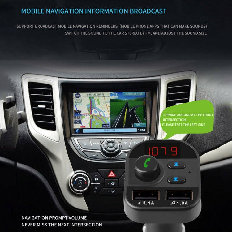 805E Dual USB Charging Bluetooth FM Transmitter MP3 Music Player Car Kit, Support Hands-Free Call...