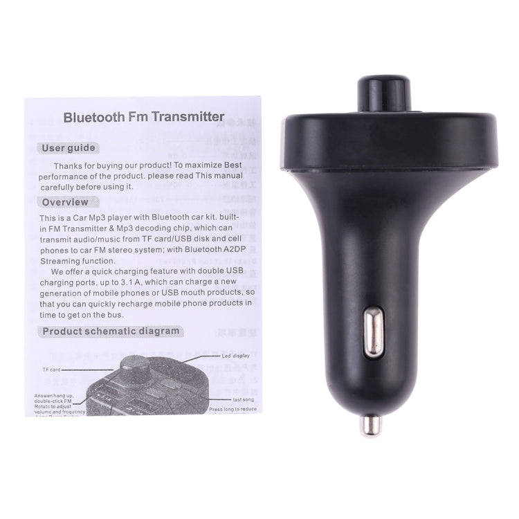805E Dual USB Charging Bluetooth FM Transmitter MP3 Music Player Car Kit, Support Hands-Free Call...