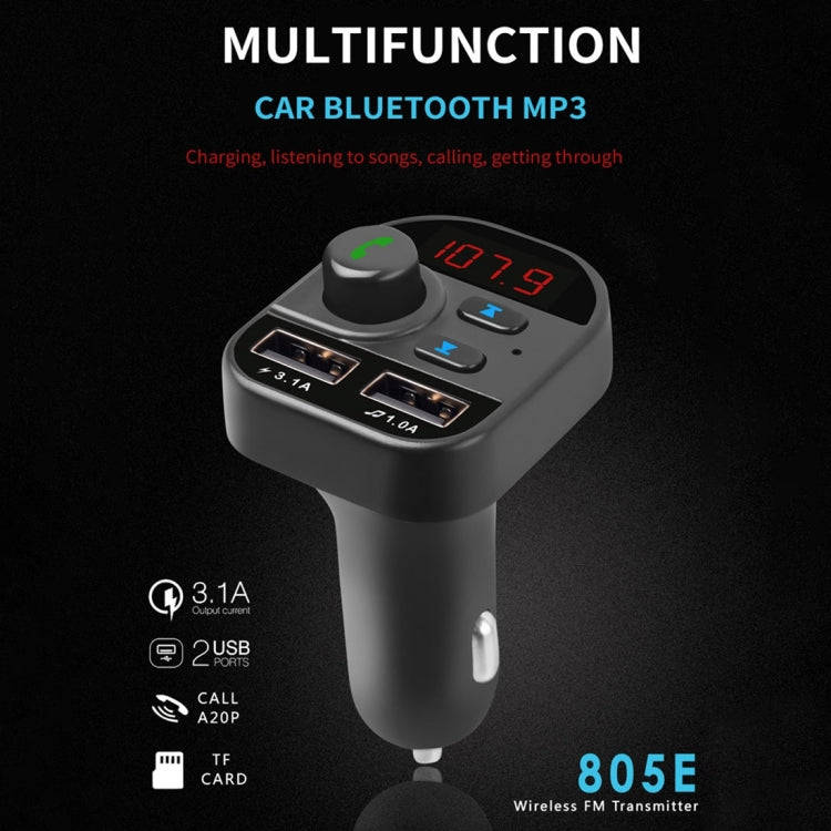 805E Dual USB Charging Bluetooth FM Transmitter MP3 Music Player Car Kit, Support Hands-Free Call...