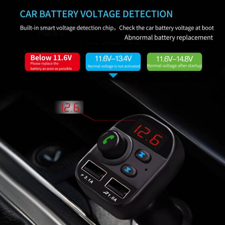 805E Dual USB Charging Bluetooth FM Transmitter MP3 Music Player Car Kit, Support Hands-Free Call...