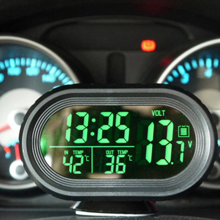 VST-7009V 4 In 1 Digital Car Thermometer Voltage Meter Luminous Clock Tester Detector LCD Monitor...