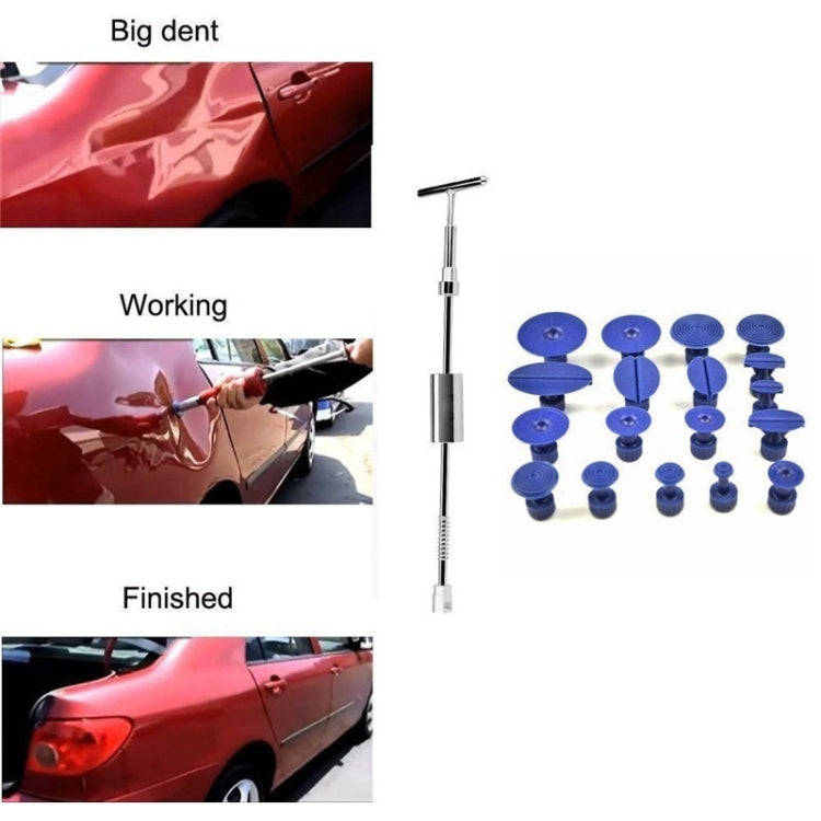 19 in 1 Auto Repair Body Tool Kit Paintless Dent Repair Hail Removal Silver T Bar Slide Hammer De...