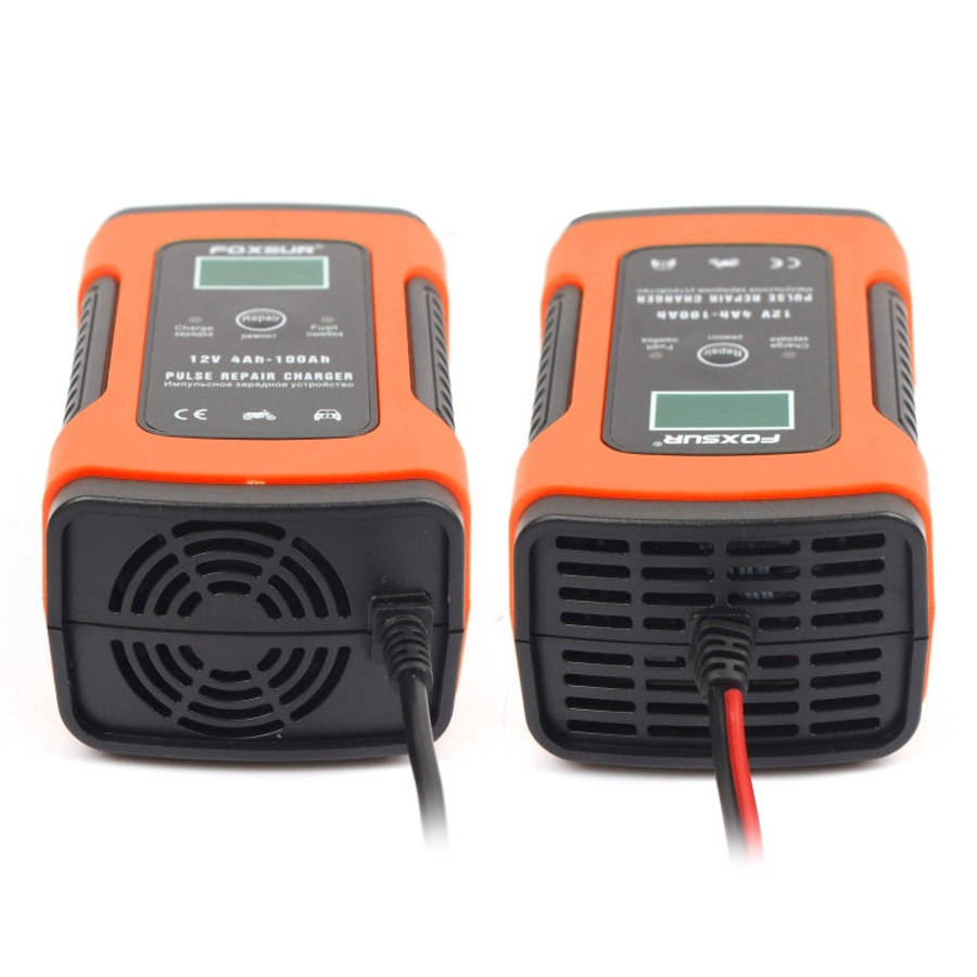 FOXSUR 12V 6A Intelligent Universal Battery Charger for Car Motorcycle, Length: 55cm, EU Plug(Red)