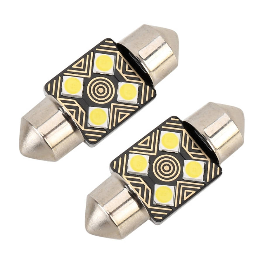 2 PCS 31mm DC12V / 1.5W / 6000K / 110LM 4LEDs SMD-3030 Car Reading Lamp Dome Light, with Decoder