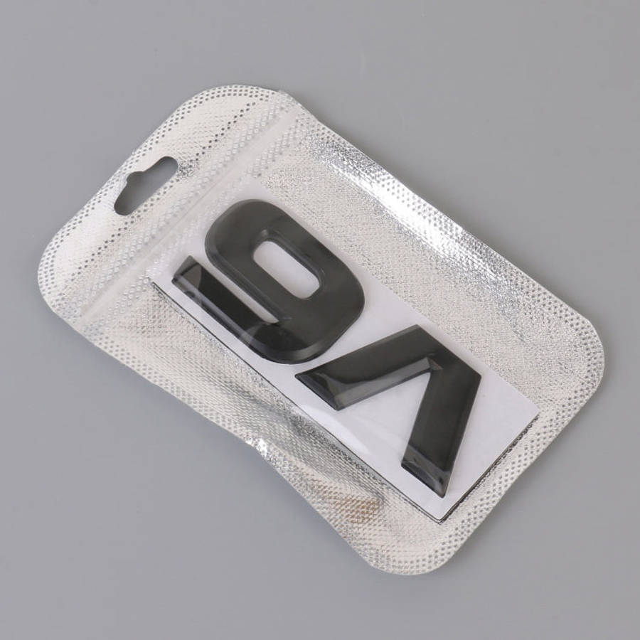 V6 Shape Car Metal Body Decorative Sticker (Black)