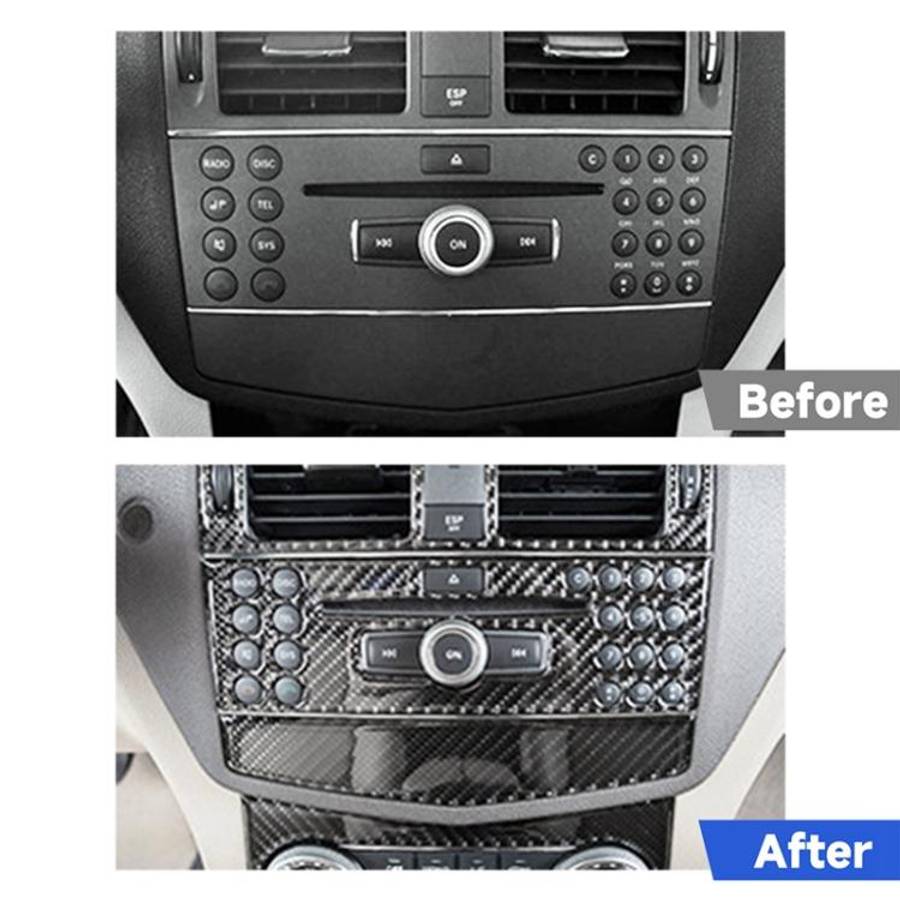 2 PCS Car CD Adjustment Frame Carbon Fiber Decorative Sticker for Mercedes-Benz W204 2007-2010