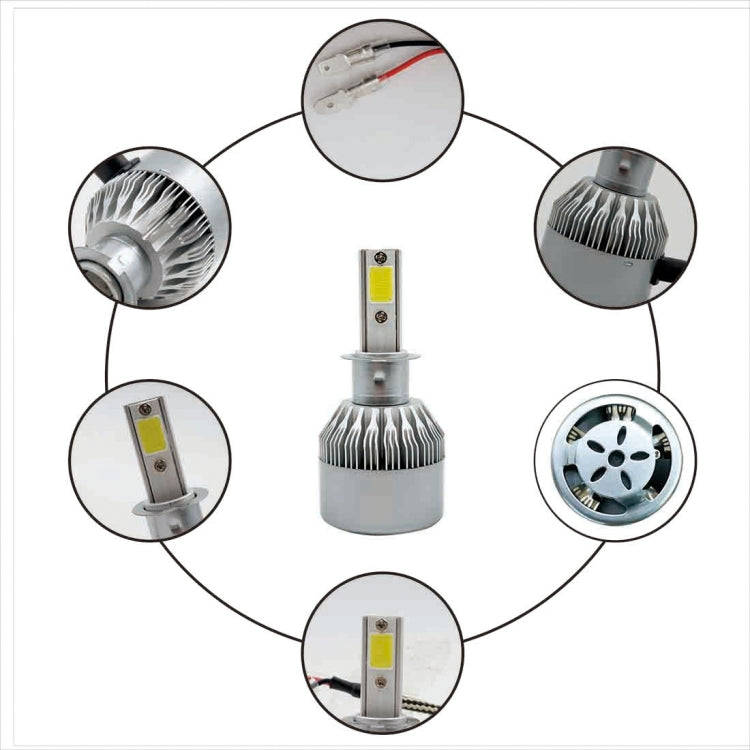 2pcs H3 18W 1800LM 6000K Waterproof IP68 Car Auto LED Headlight with 2 COB LED Lamps, DC 9-36V(Wh...