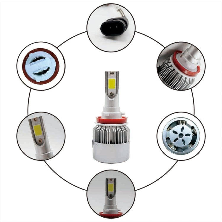 2pcs H8/H11 18W 1800LM 6000K Waterproof IP68 Car Auto LED Headlight with 2 COB LED Lamps, DC 9-36...