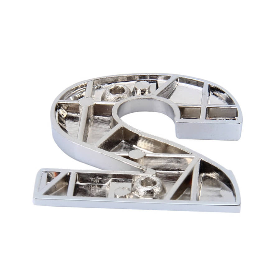 Car Vehicle Badge Emblem 3D Number Two Self-adhesive Sticker Decal, Size: 3.6*4.5*0.5cm