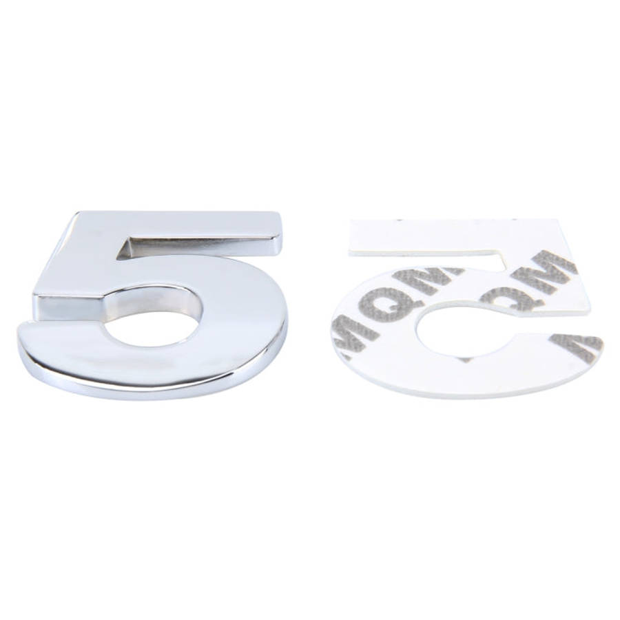 Car Vehicle Badge Emblem 3D Number Five Self-adhesive Sticker Decal, Size: 3.6*4.5*0.5cm