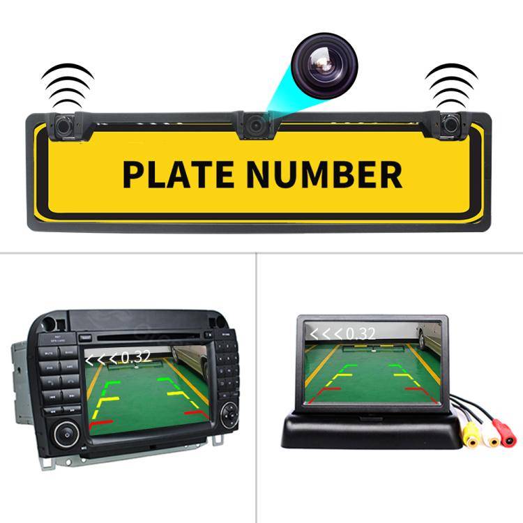 PZ600-L Europe Car License Plate Frame Rear View Camera Visual Rear View Parking System with 2 Re...