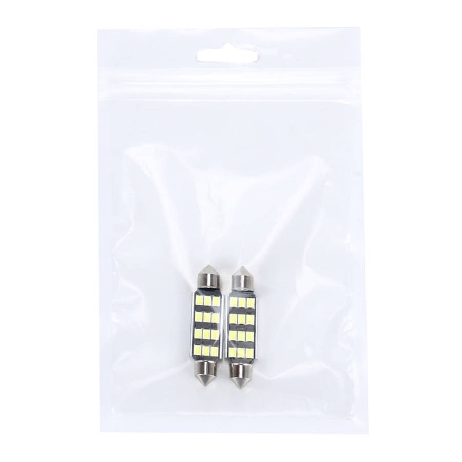 2 PCS 3.5W 250 LM 6000K 41MM 12 SMD-2835 LEDs Bicuspid Port Decoding Car Dome Lamp LED Reading Li...