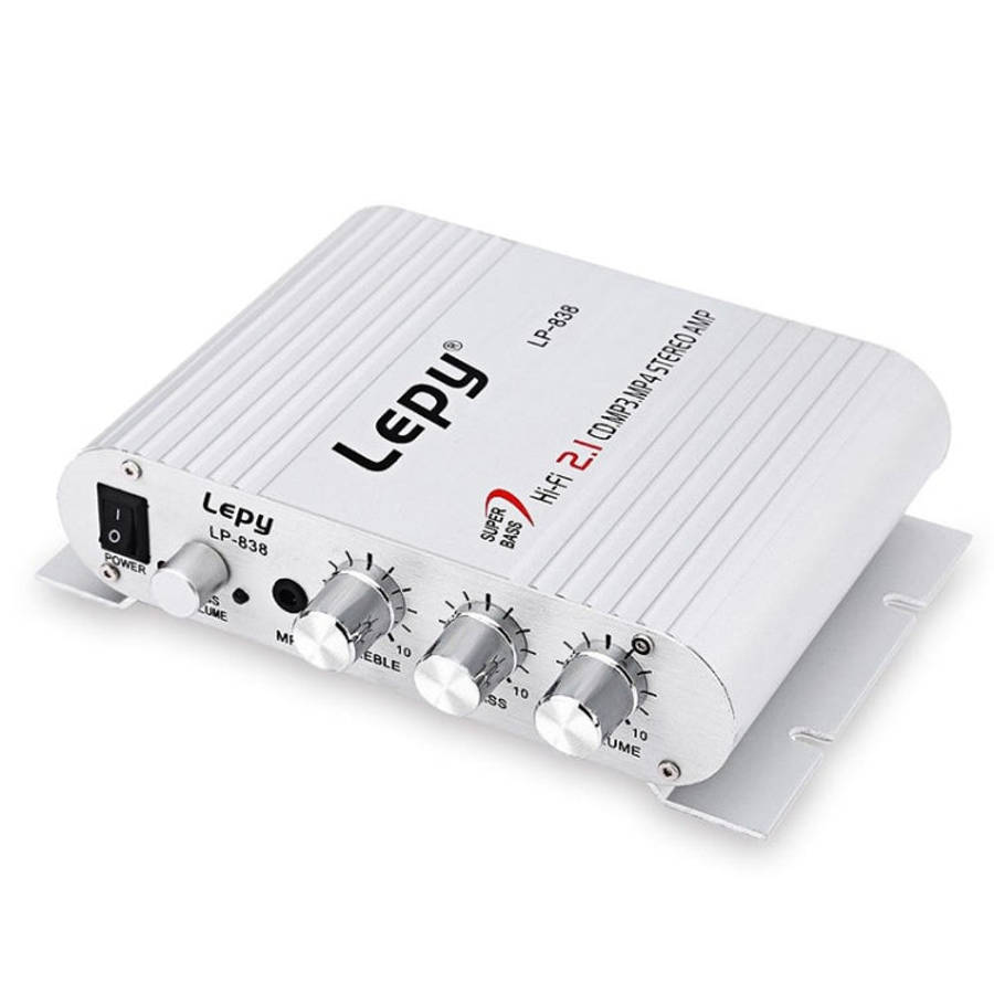Car 2.1CH HIFI Subwoofer Amplifier Audio, Support MP3(Silver)