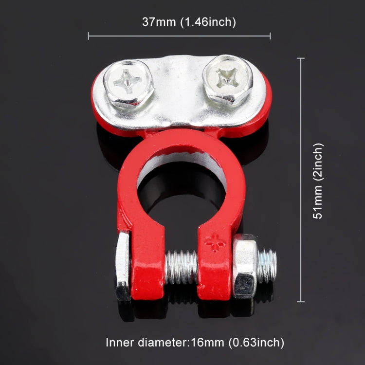 2 PCS Positive and Negative Car U Shape Metal Battery Connectors Terminals Clamps Clips, L Size, ...