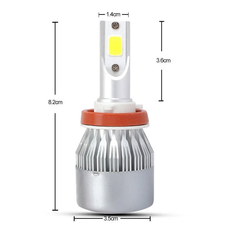 2 PCS H8/H9/H11 18W 1800 LM 3000K IP68 Casnbus Constant Current Car LED Headlight with 2 COB Lamp...