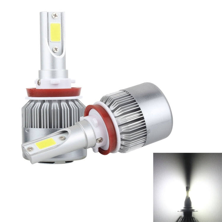 2 PCS H8/H9/H11 18W 1800 LM 6000K IP68 Casnbus Constant Current Car LED Headlight with 2 COB Lamp...