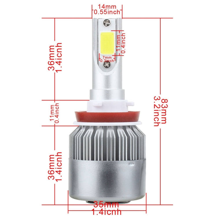 2 PCS H8/H9/H11 18W 1800 LM 6000K IP68 Casnbus Constant Current Car LED Headlight with 2 COB Lamp...