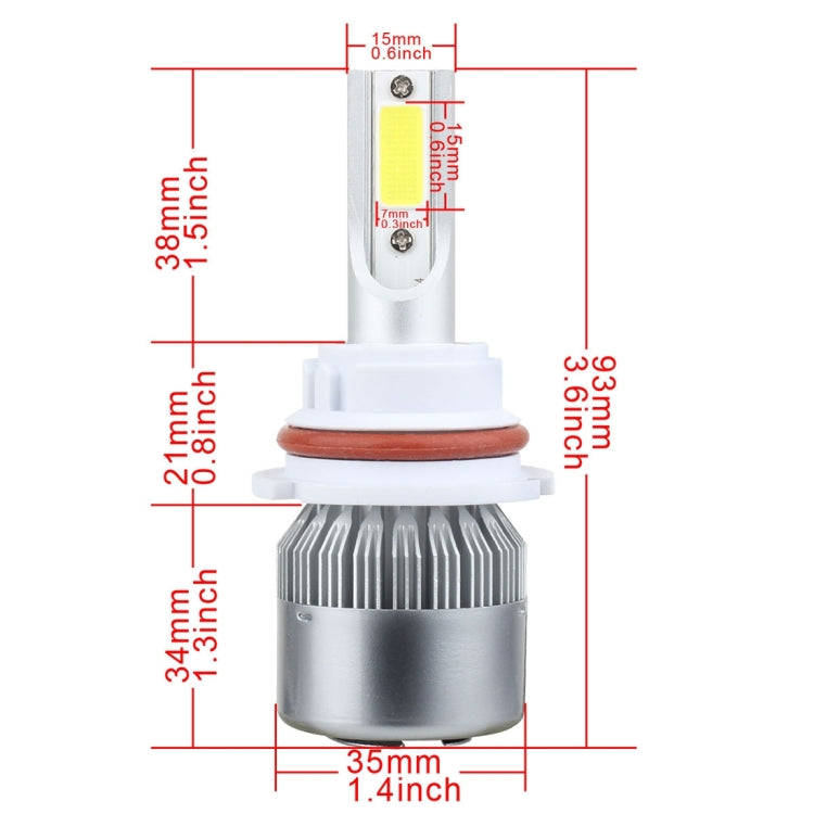 2 PCS 9007 18W 1800 LM 6000K IP68 Casnbus Constant Current Car LED Headlight with 2 COB Lamps, DC...