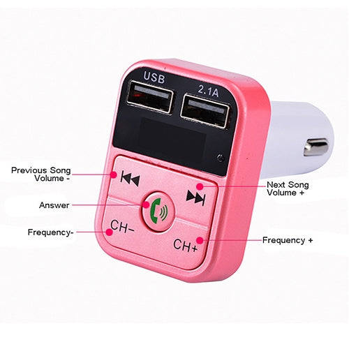 B2 Dual USB Charging Bluetooth FM Transmitter MP3 Music Player Car Kit, Support Hands-Free Call  ...