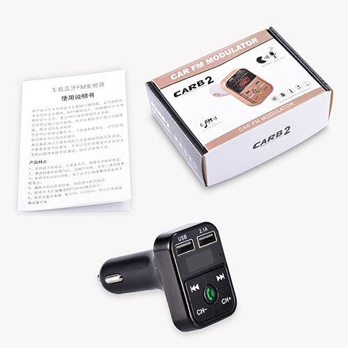 B2 Dual USB Charging Bluetooth FM Transmitter MP3 Music Player Car Kit, Support Hands-Free Call  ...