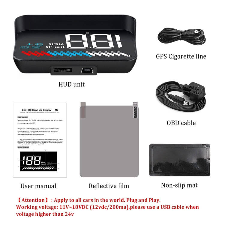 M7 3.5 inch Universal Car OBD2 + GPS HUD Vehicle-mounted Head Up Display Fuel Consumption