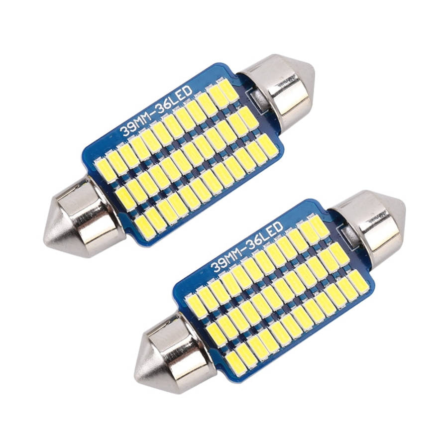 2 PCS 39mm DC12V / 1.5W / 6000K / 100LM 36LEDs SMD-3014 Car License Plate Light / Dome Light, wit...