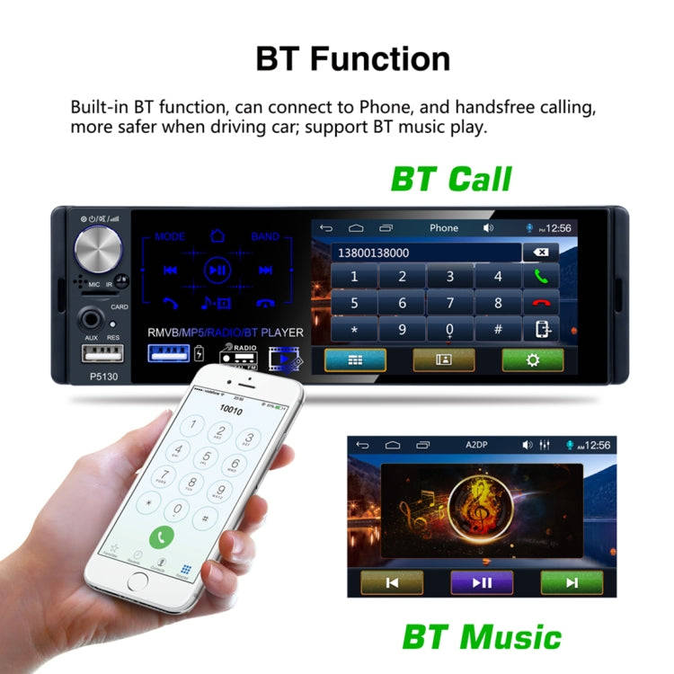 P5130 HD 1 Din 4.1 inch Car Radio Receiver MP5 Player, Support FM & AM & Bluetooth & TF Card, wit...