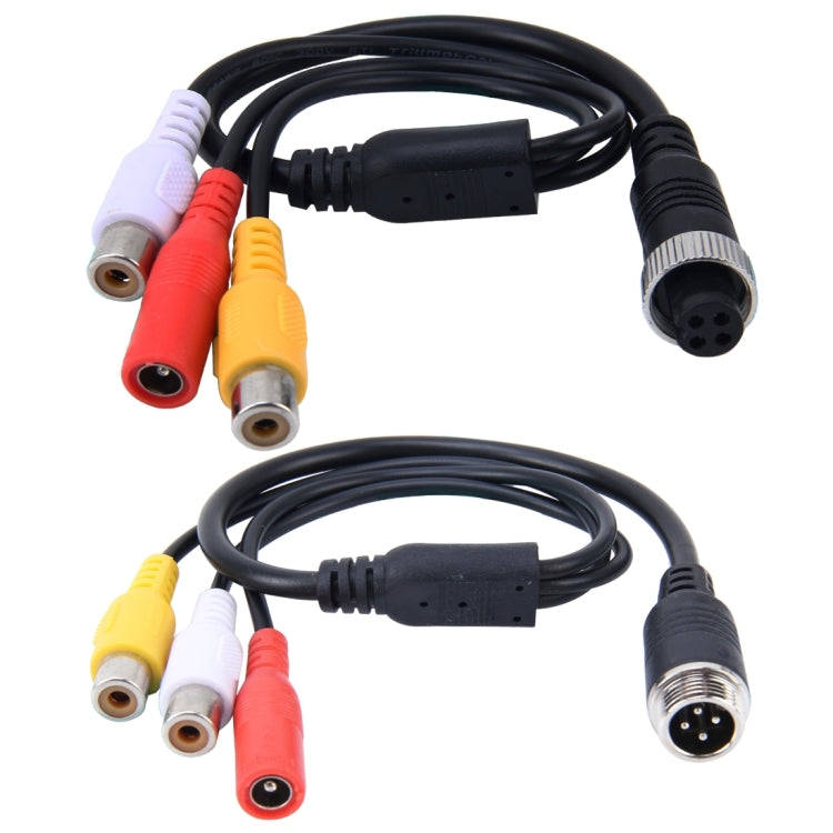 2 PCS 1 in 3 Ways Car Auto Monitor Camera DVR Male and Female 4 Pin Video Power Extension Cable C...