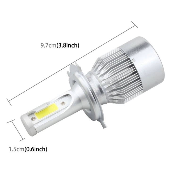 2 PCS  H4 18W 1800 LM 6000K IP68 Canbus Constant Current Car LED Headlight with 2 COB Lamps, DC 9...