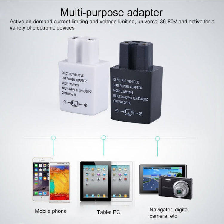 Electrical Motorcycle 36-80V 2A Double Port USB Mobile-phone Charger Adapter (White)
