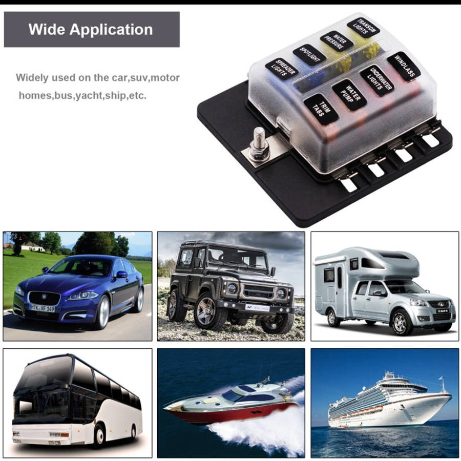 1 in 8 Out Fuse Box PC Terminal Block Fuse Holder Kits with LED Warning Indicator for Auto Car Tr...