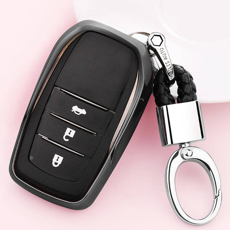 Electroplating TPU Single-shell Car Key Case with Key Ring for TOYOTA HIGHLANDER / CROWN / PRADO ...