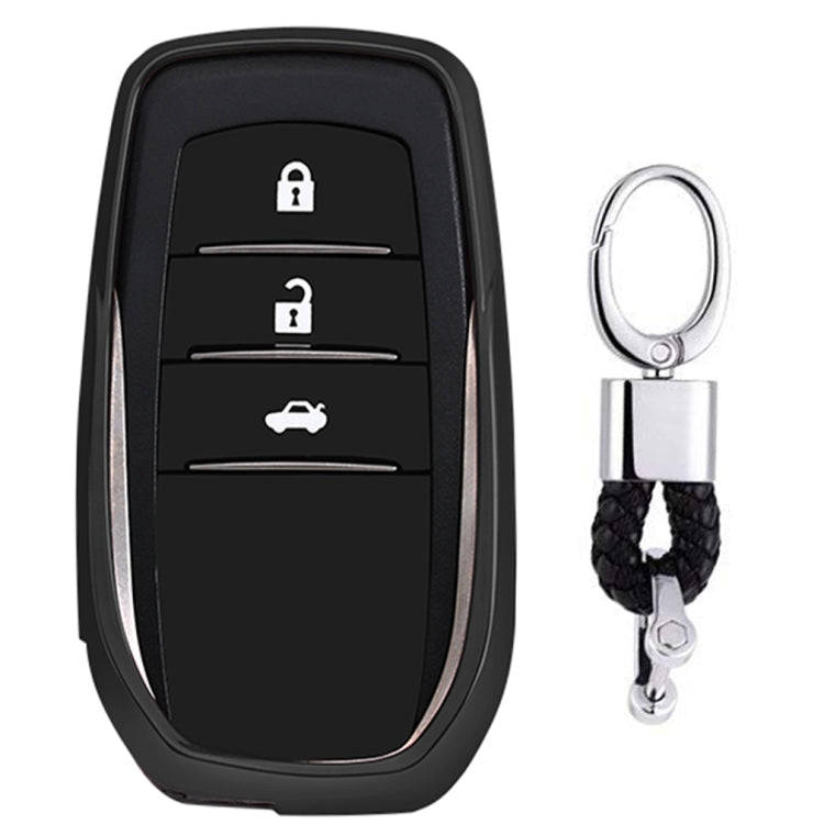 Electroplating TPU Single-shell Car Key Case with Key Ring for TOYOTA HIGHLANDER / CROWN / PRADO ...